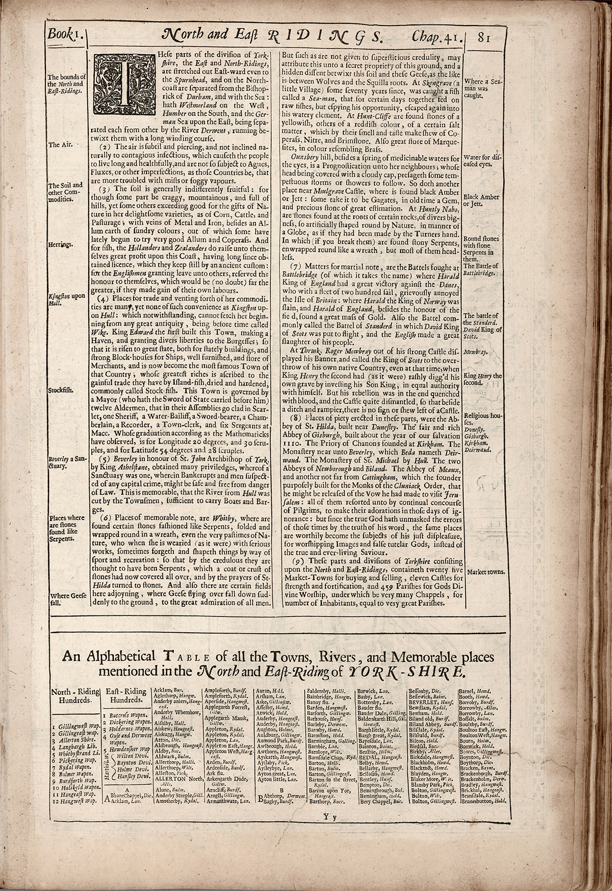 North and East Ridings Yorkshire 17th Century Map Verso