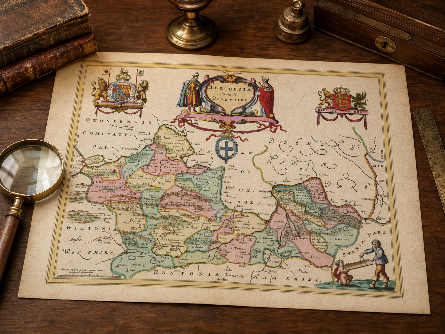 Old Map of Berkshire on desk