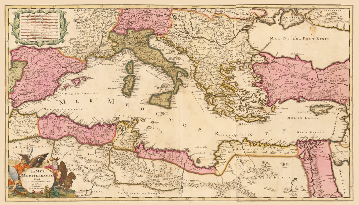 Old French Map of the Mediterranean