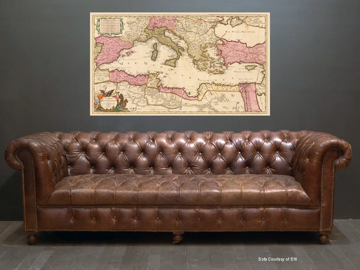 Old Map of the Med on Wall